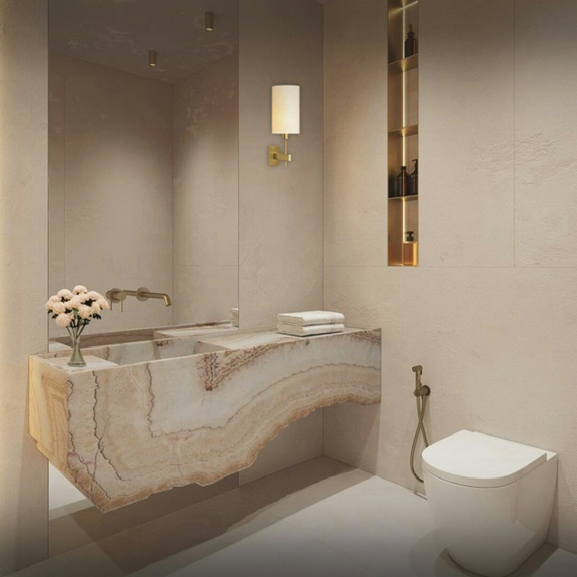 Onyx & Brass Powder Room